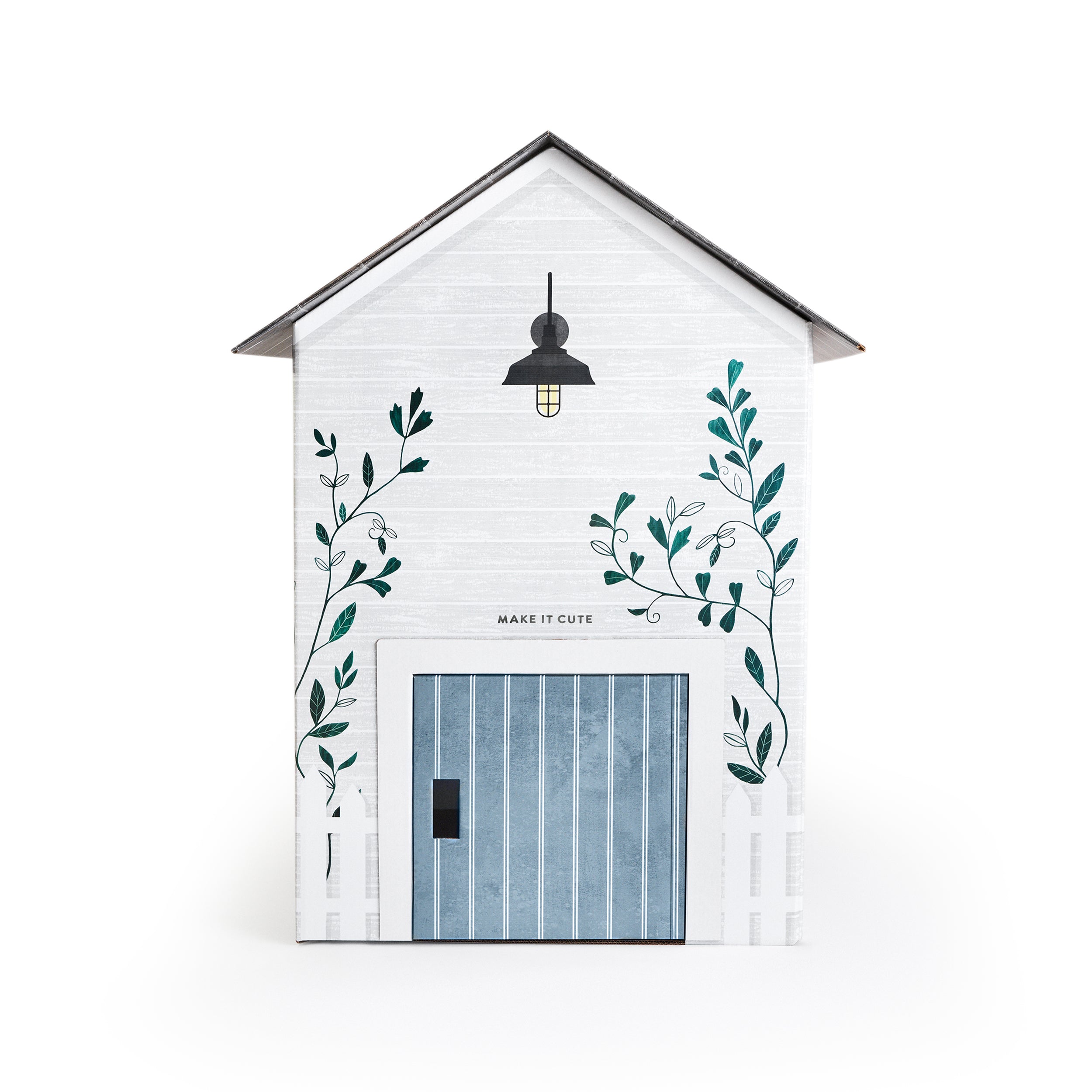 Cozy Coastal Cottage Playhouse Gray With Blue Shutters White Oak   MIC Cottage 8 